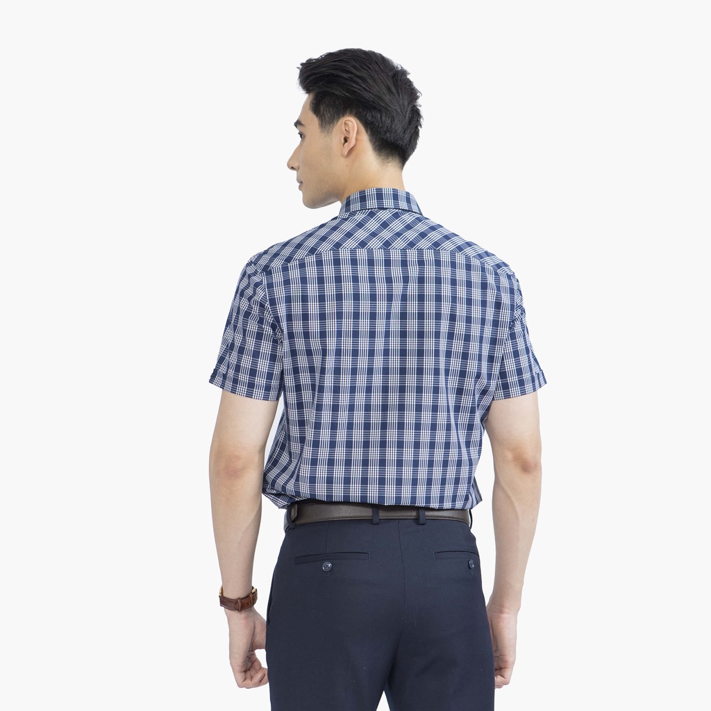 [MẪU MỚI] Áo sơ mi nam ngắn tay ARISTINO họa tiết kẻ ô xanh trắng lịch lãm, chất liệu Bamboo thoáng mát - ASS319S2