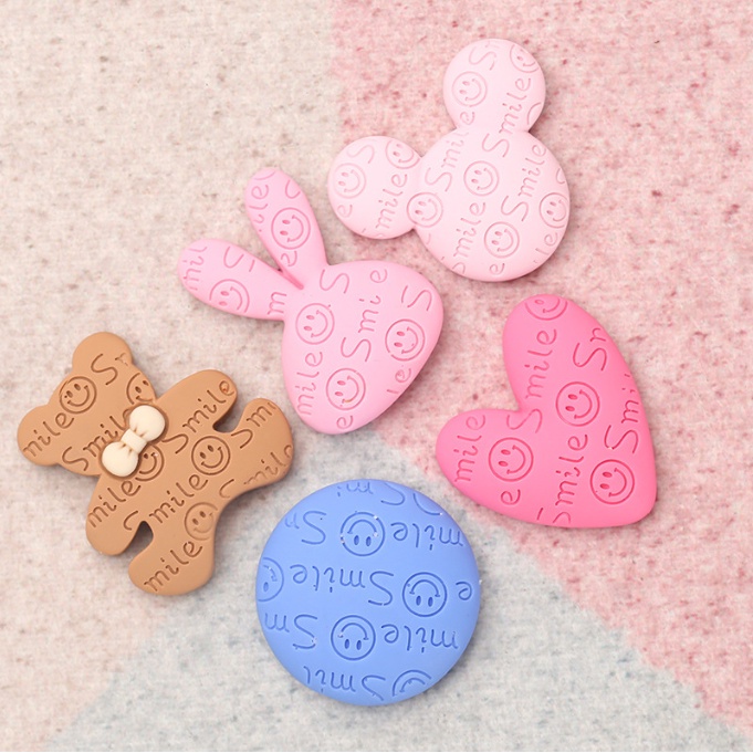 Charm gấu, heart, hoa cúc họa mi Smile trang trí kẹp tóc, dán Jibbitz, vỏ ốp điện thoại, DIY