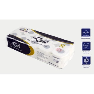 [COMBO RTS10] Giấy vệ sinh cao cấp có lõi ROTO SOFT, 100% bộ giấy nguyên sinh, dùng trong toilet, hai lớp, 10 cuộn/lốc