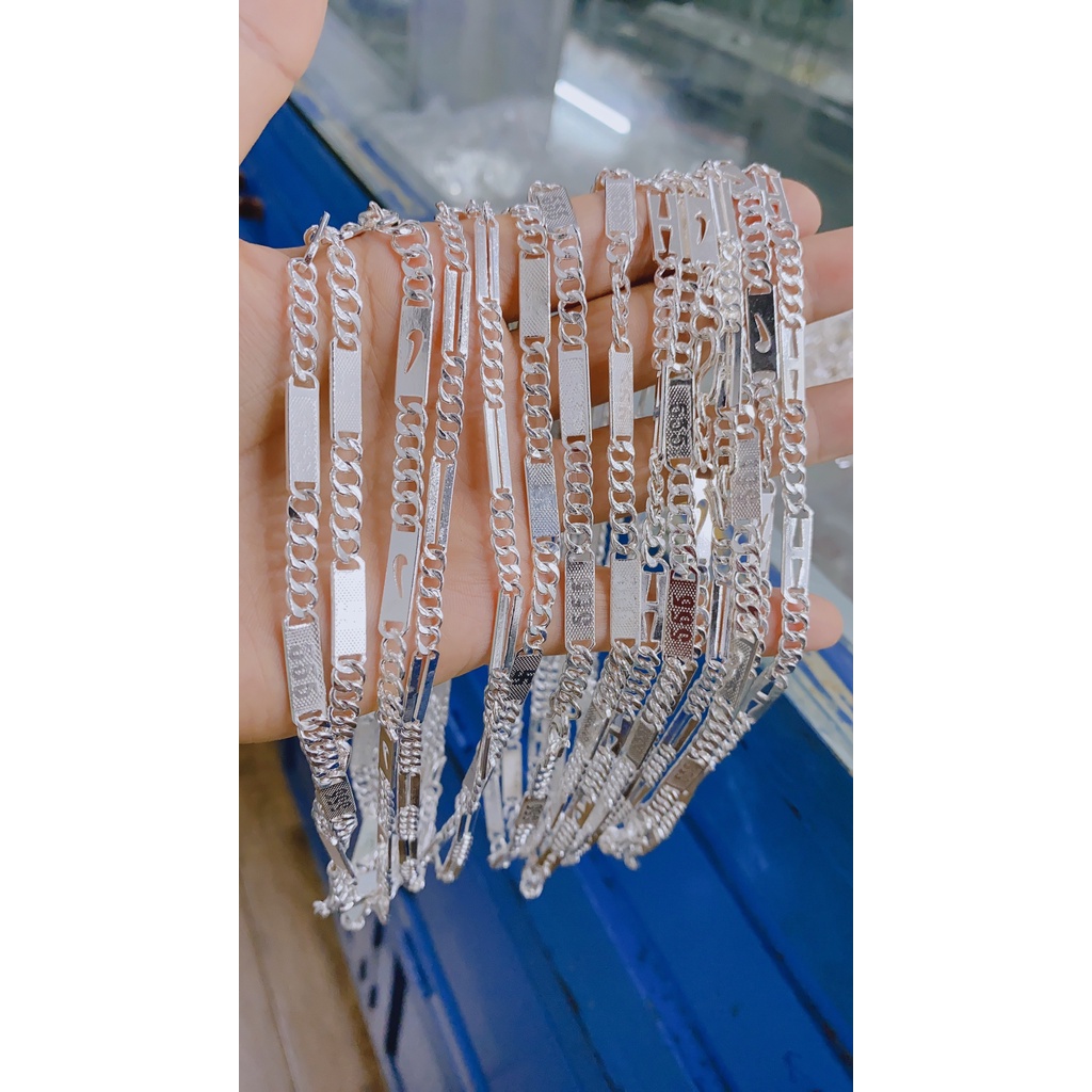 Dây chuyền bạc ta cho bé trai in hoạ tiết  555-Minh Tâm Jewelry