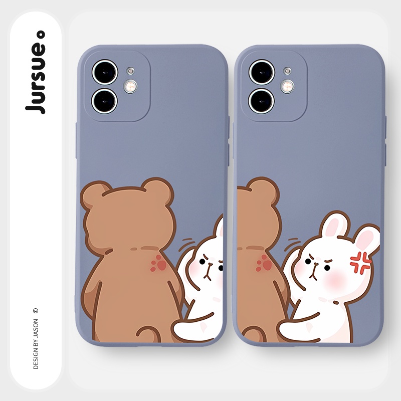 Ốp lưng JURSUE hoạt hình cặp đôi dễ thương đẹp cho iPhone 13 12 11 Pro Max SE 2020 X XR XS 8 7 ip 6S 6 Plus Y2082
