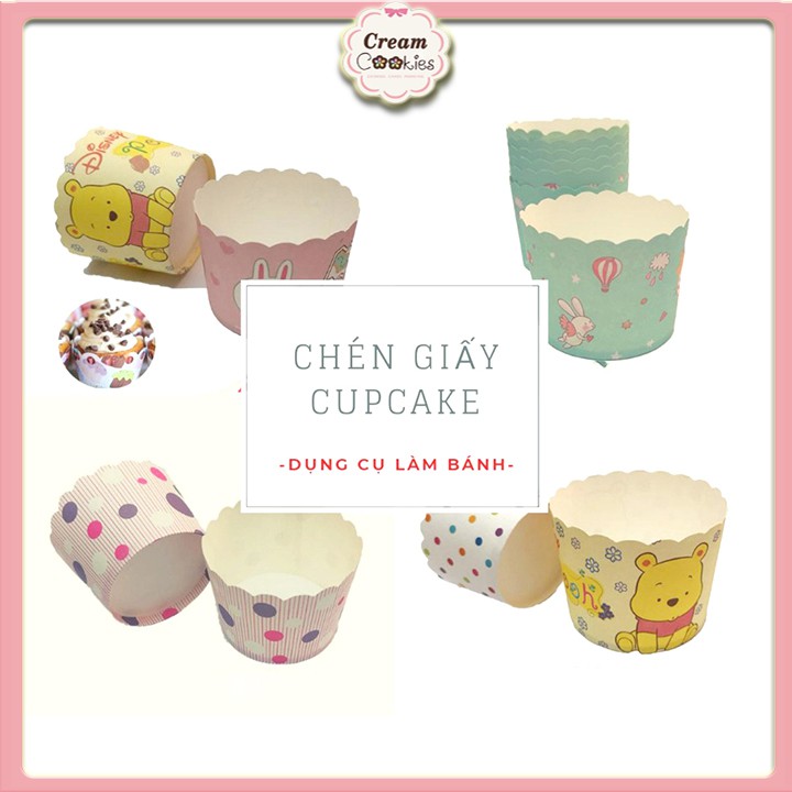 Cup giấy cứng lót nướng bánh cupcake 6cm-7cm (50 cái)