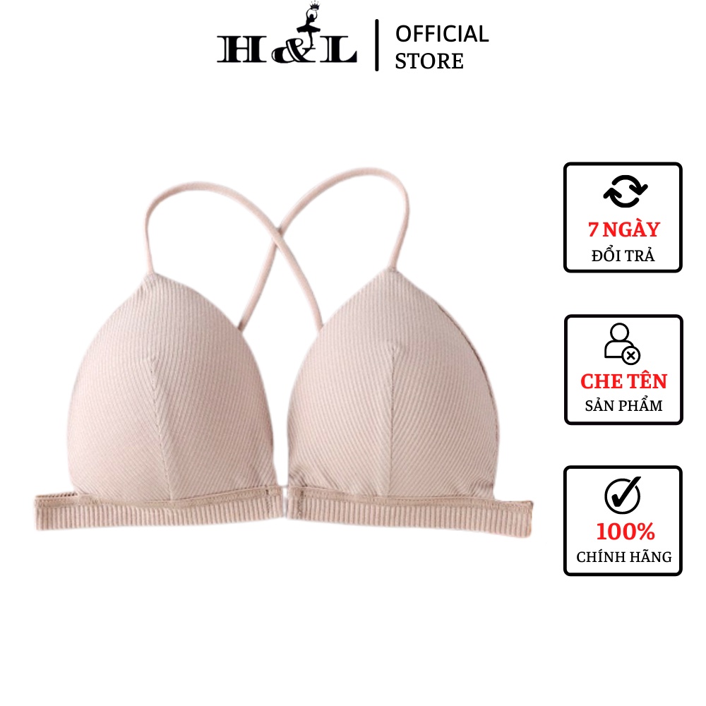 Áo bra 2 dây chéo lưng cài trước, có mút mỏng chất thun gân nâng ngực vừa HLBOUTIQUE 715