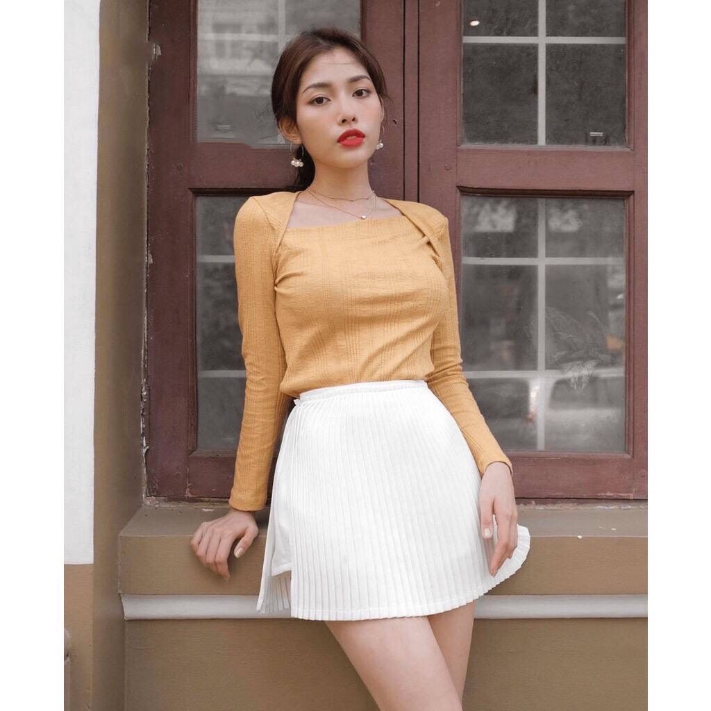 Chân Váy Quần Dập Ly Mini Xẻ Tà 1 Bên Lapi VN, Form Ngắn Có Size, Có Túi Bên Hông Và Khóa Kéo, Phong Cách Ulzzang