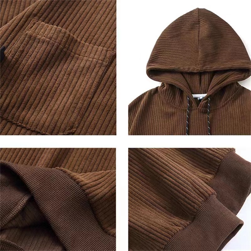 Áo Hoodie Nhung Áo Hoodie Dáng Rộng Phối Túi Thời Trang Retro Đơn Giản Cá Tính Cho Nam áo hoodie nữ form rộng