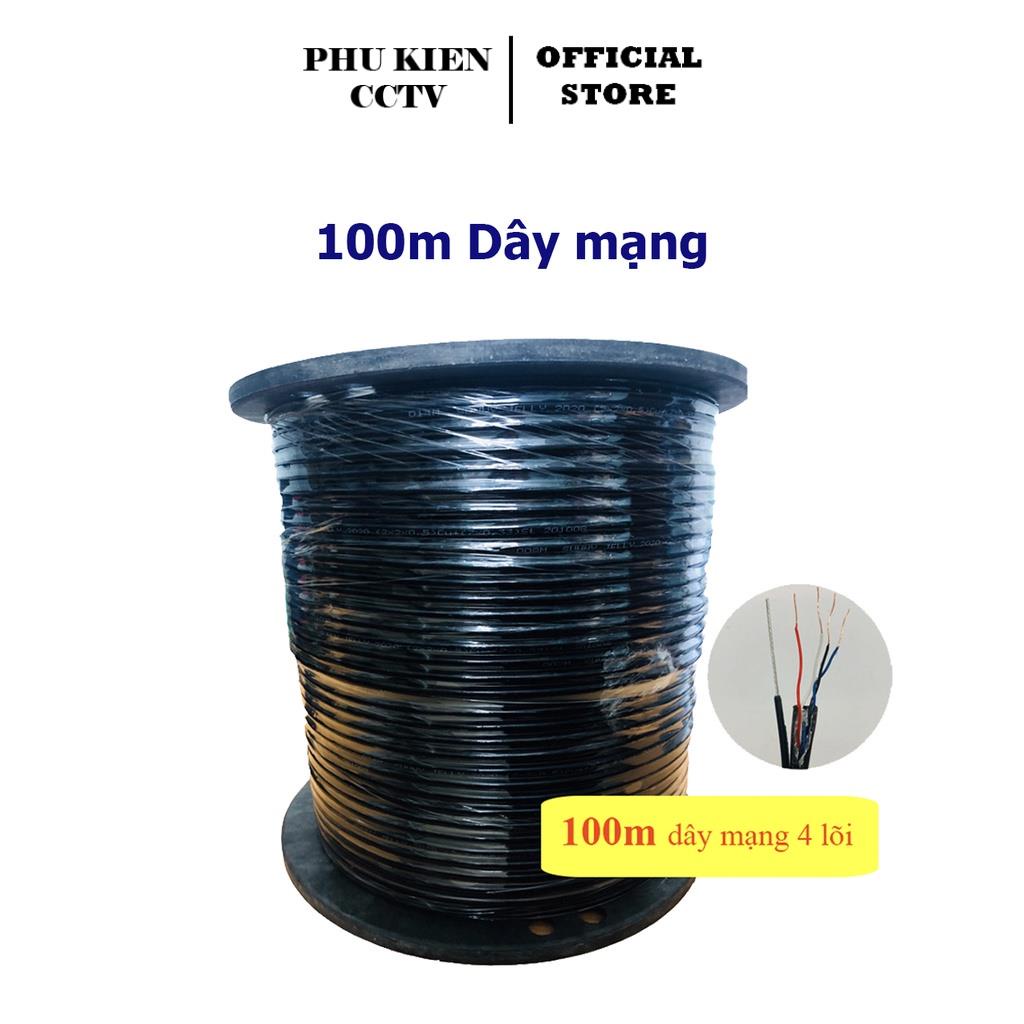 [100m] Dây Cáp Mạng 4 lõi đồng có gia cường bấm sẵn 2 đầu