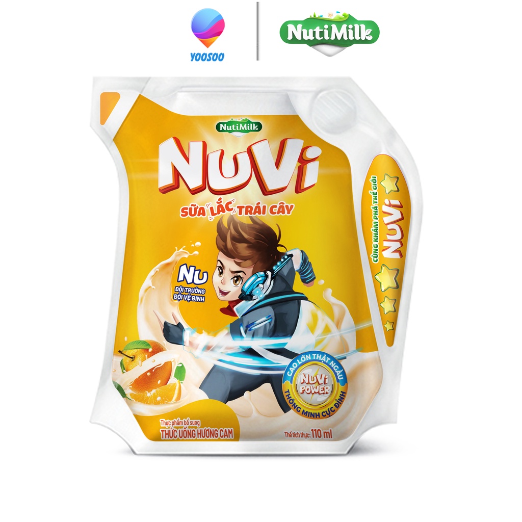 Thùng 24 túi NuVi Sữa lắc trái cây hương Cam túi NuVi Power 110 ml TU.NCT110YS - Thương Hiệu NUTIFOOD - YOOSOO MALL