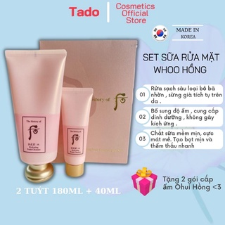 Set sữa rửa mặt Whoo hồng ,sữa rửa mặt đông y Whoo , sữa rửa mặt dạng gel sáng hồng da căng mịn -Set 2 tuýt 180ml + 40ml