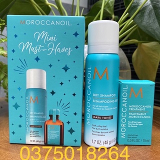 Set BỘ-dầu gội khô và tinh dầu dưỡng tóc Moroccanoil 65ml/15ml