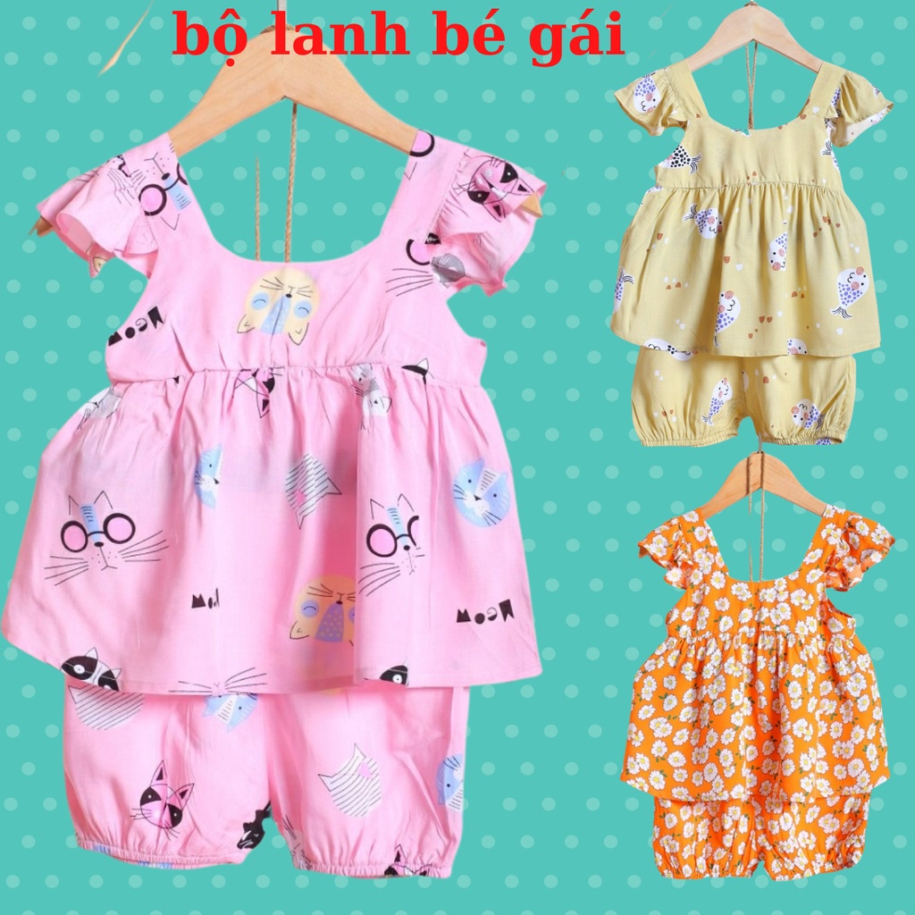 bộ đồ bé gái lanh lụa tay cánh tiên, 10-25kg, chất mát lịm tay, LANH XỊN NHẤT NHÉ CÁC MẸ