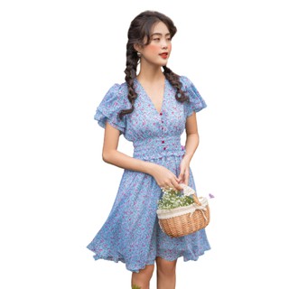 Olv - đầm alyah floral short sleeve dress