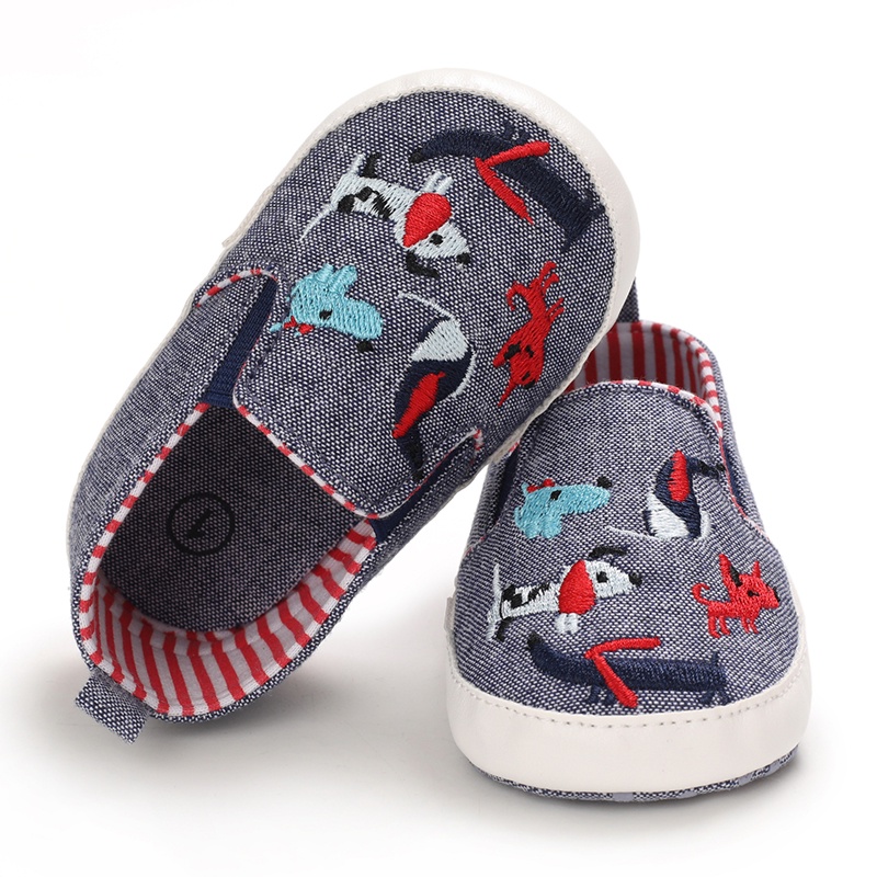 Giày Cotton Chống Trượt In Họa Tiết Hoạt Hình Dễ Thương Cho Bé Trai Gái Từ 0-18 Tháng Tuổi