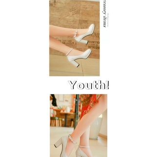 Giày đế vuông quai ngang cao gót