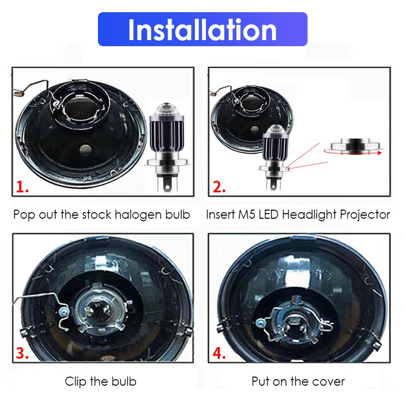 Đèn Led Bi Chân H4 (HS1), H6 (BA20D) Thay Thế Đèn Pha, Đèn Gầm Ô Tô 6000K Chip 5730