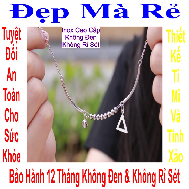 Lắc chân màu vàng đẹp bé trai cách điệu bi phối chuông mặt tam giác - An toàn cho trẻ - Cam kết 1 đổi 1 nếu hoen , gỉ sé