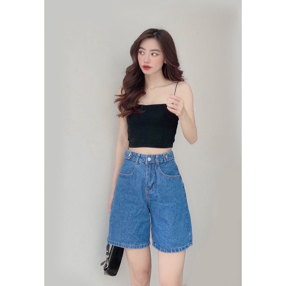 Quần jean ngố nữ lưng cao ống rộng vải jean denim không co dãn bền đẹp dễ phối đồ William - AT148