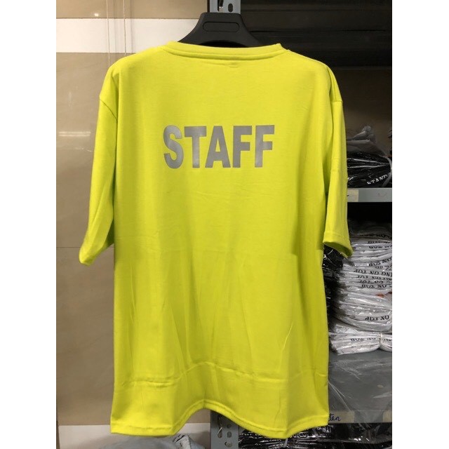 Áo Thun PHẢN QUANG STAFF (Xanh Chuối) - Áo thun tay lỡ form rộng Unisex 38-65kg Nam Nữ  [ẢNH THẬT]