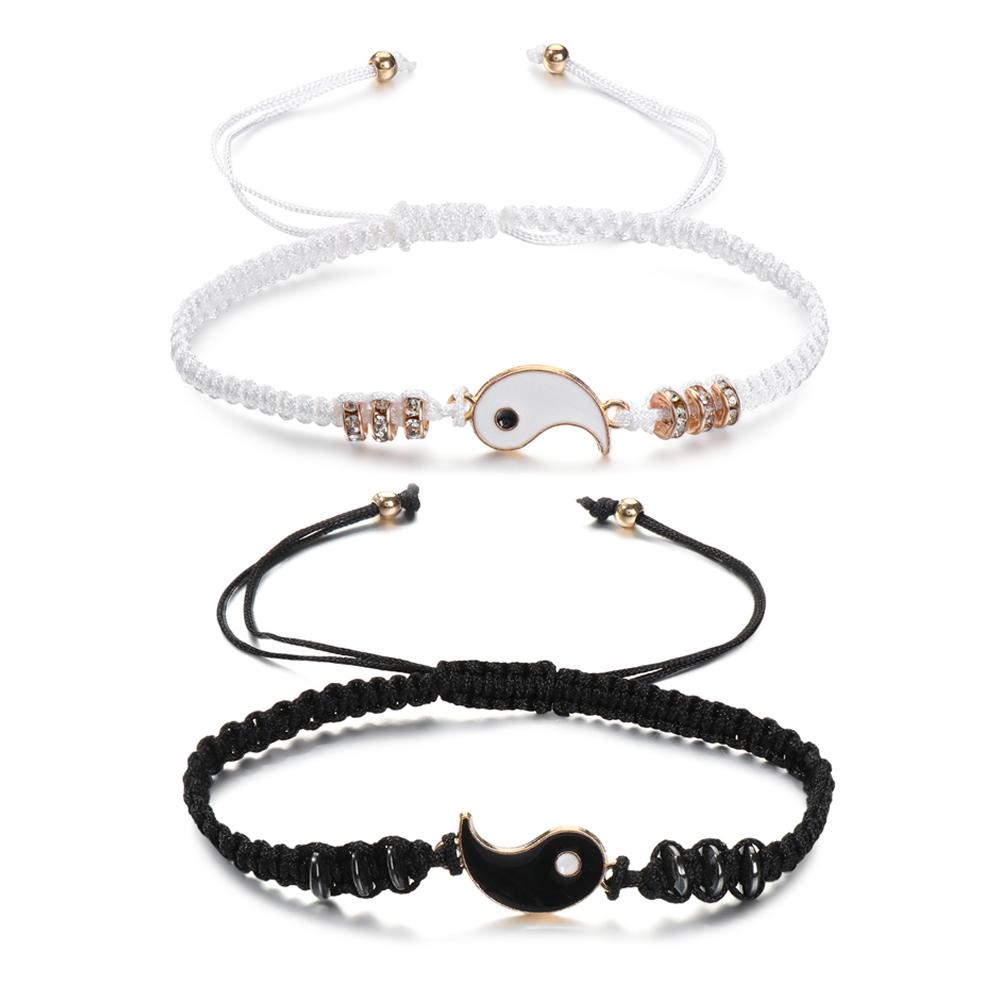 Vòng tay bện dây gắn mặt Yin Yang thời trang cho cặp đôi