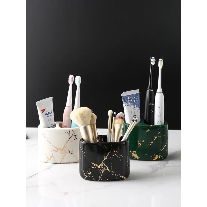 (Có sẵn )Cốc sứ để cọ trang điểm , để bàn chải , kem đánh răng cao cấp