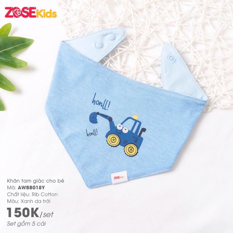 Khăn/ yếm tam giác cúc bấm cotton ZoseKids