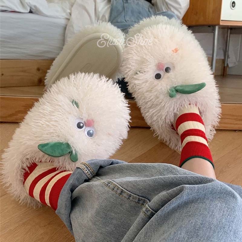 Oeteo Dép Bông Đi Trong Nhà Đế Dày Đáng Yêu Cho Nữ