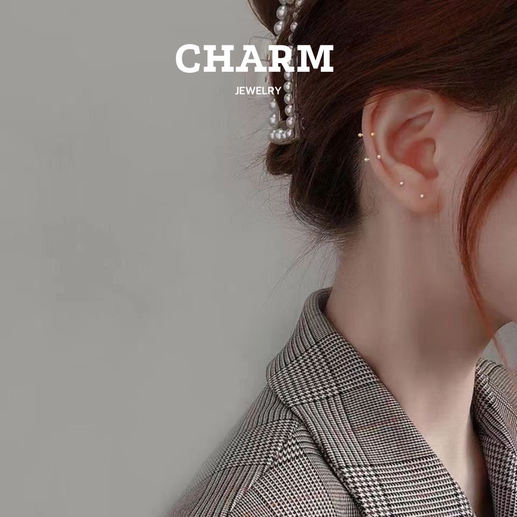 Khuyên Tai Bi Tròn Nhỏ  Đeo Giữ Lỗ Bạc 999 Charm A5
