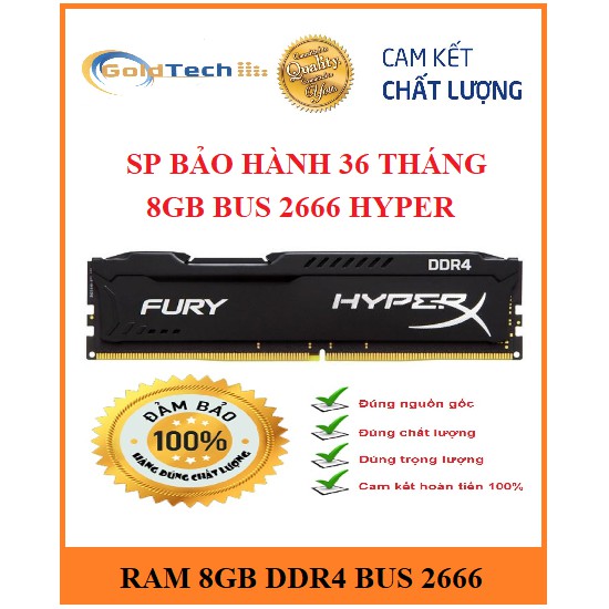 RAM PC Kingston HyperX Fury 8GB DDR4 Bus 2666 MHz