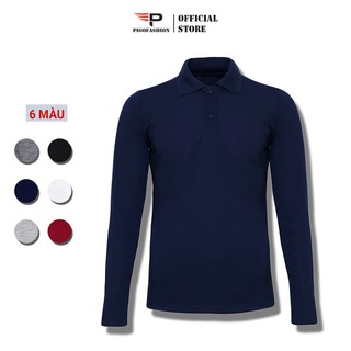 Áo thun nam cổ bẻ dài tay chuẩn phong cách Pigofashion PG09 (Xanh đen)