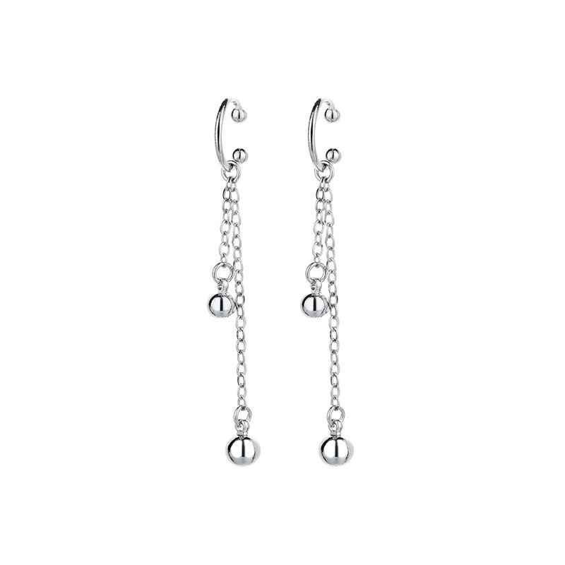 (095) Khuyên Kẹp Vành Tai Không Cần Bấm Lỗ Dáng Dài Hạt Tròn Cá Tính