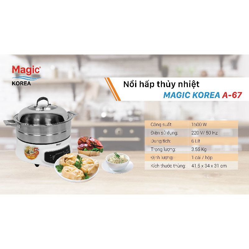 *XẢ KHO* NỒI HẤP THỦY NHIỆT MAGIC A-67 - DUNG TÍCH 6 lít