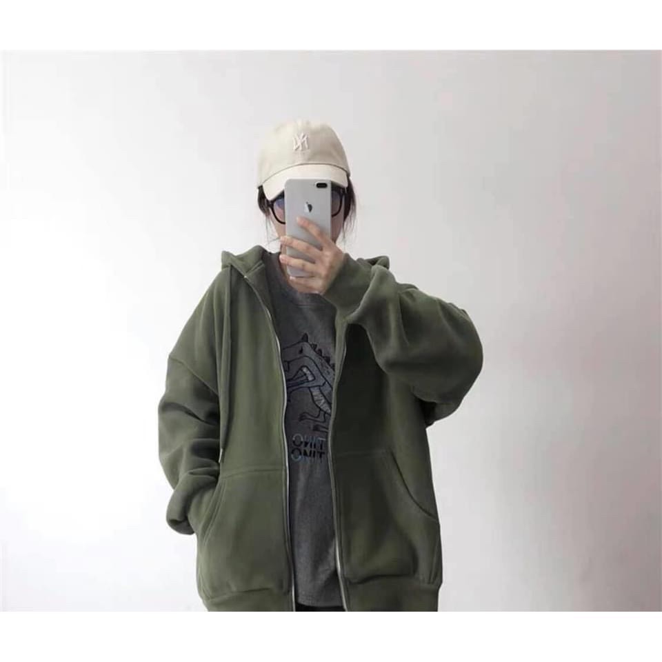 Áo Khoác Hoodie Tay bồng khóa kéo có mũ ulzzang-Áo Nỉ Ngoại Unisex