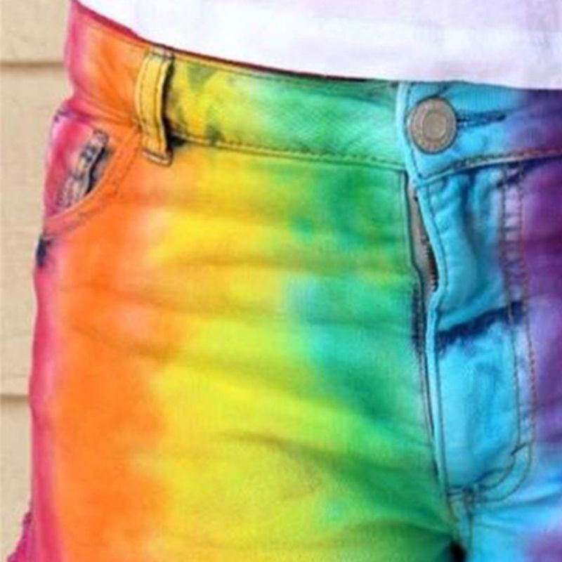Quần Short Jean Có Túi Màu Sắc Cầu Vồng Gợi Cảm Cho Nữ