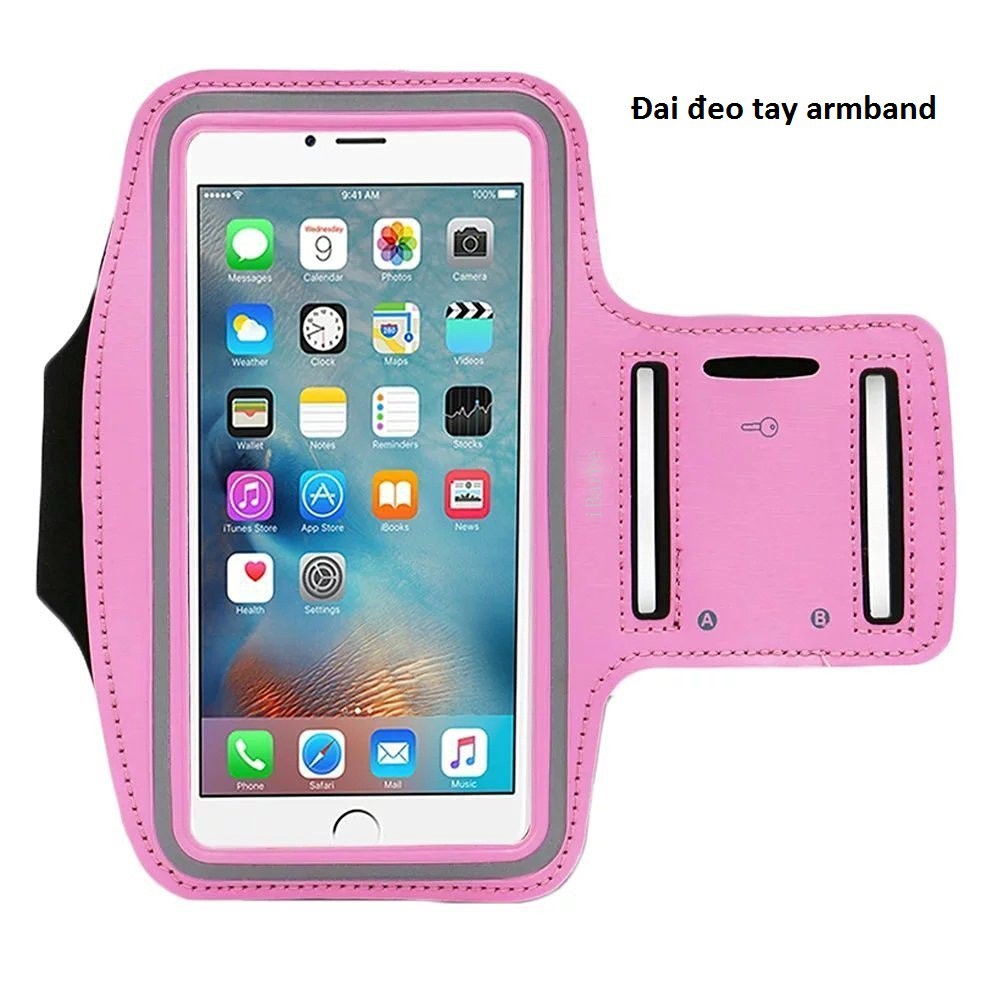 Đai đeo tay armband tập thể thao cho điện thoại iPhone, Samsung, Lumia màn hình 4.0 inch (hồng)