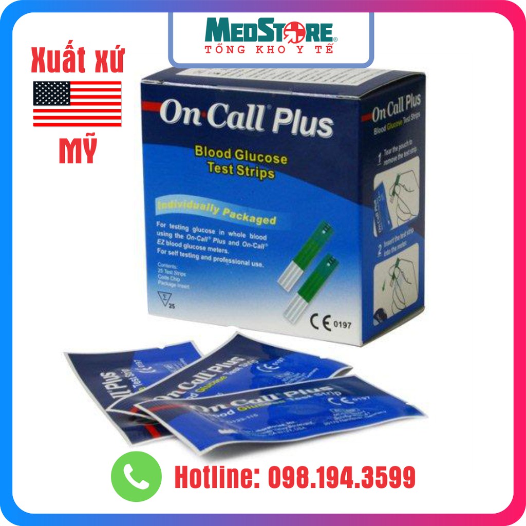 Hộp 25 Que thử đường huyết Acon On Call Plus (tiểu đường oncall plus)