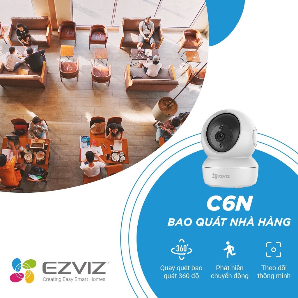 Camera IP EZVIZ C6N 4Mp độ phân giải 2K, quay quét 360 độ, đàm thoại 2 chiều - Hàng chính hãng