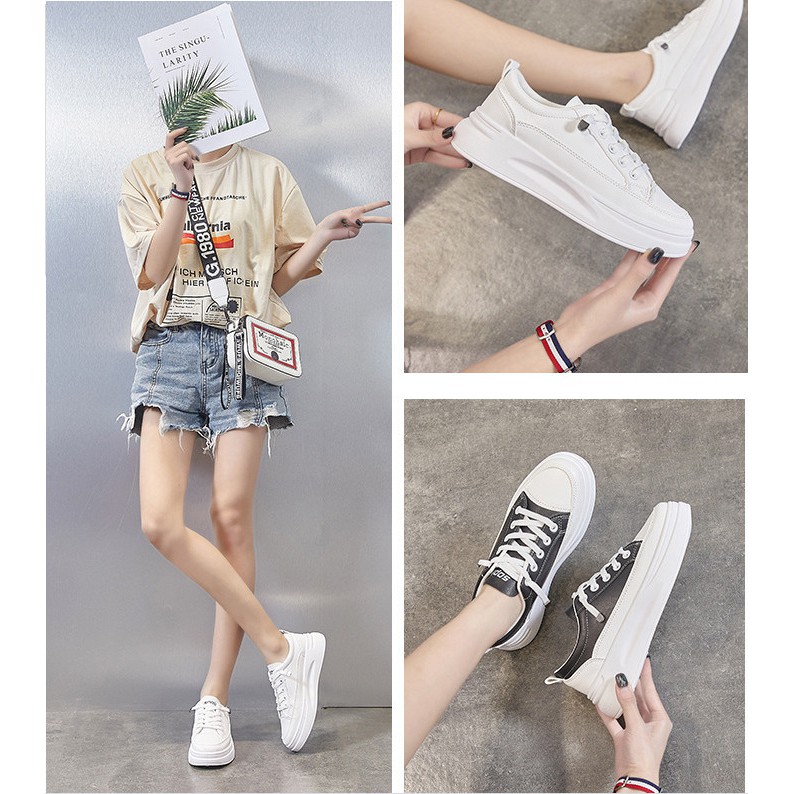 GIÀY THỂ THAO NỮ XINH XẮN. KIỂU DÁNG THỂ THAO NĂNG ĐỘNG. ĐỘN ĐẾ 4CM TĂNG CHIỀU CAO HIỆU QUẢ. | BigBuy360 - bigbuy360.vn