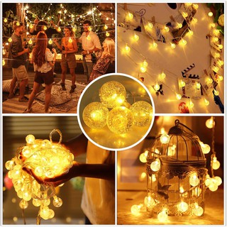 Đèn led trang trí💥Free ship💥đèn led bi bọt pha lê sáng ấm, 1 đổi 1 trong 7 ngày