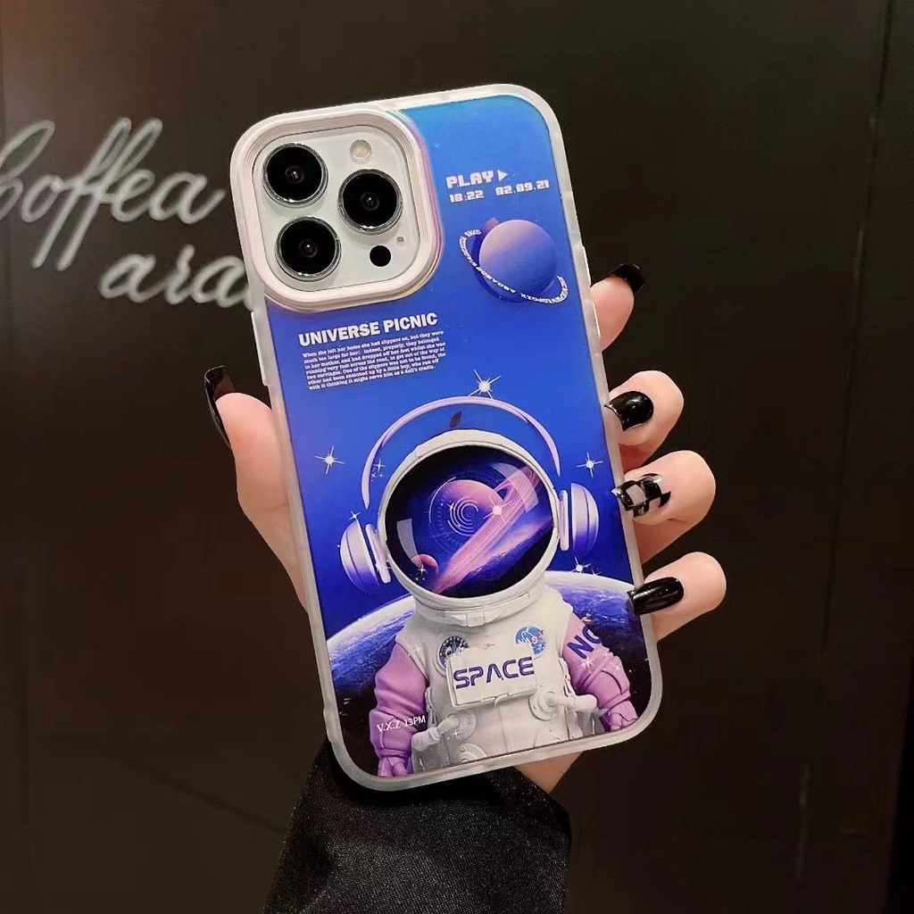 Ốp Điện Thoại Acrylic In Hình Phi Hành Gia Màu Laser Cho Iphone 13 12 11 Pro MAX XR X XS MAX