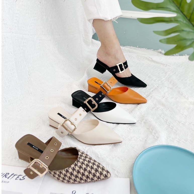 Giày sục nữ mũi nhọn cài khoen 5 cm thời trang MYSS - SU130