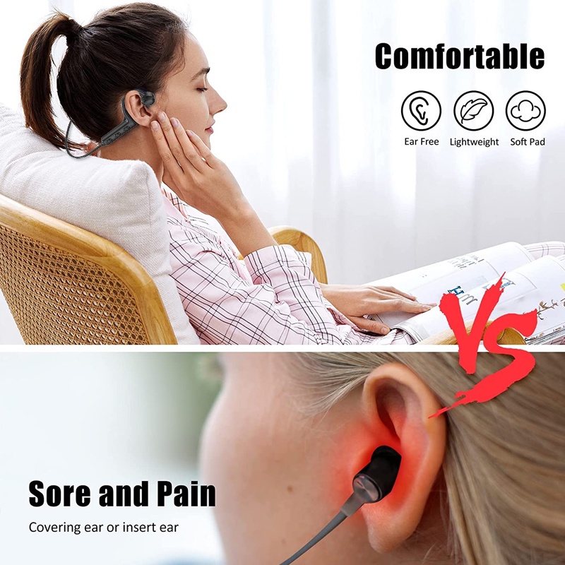 Tai Nghe Bluetooth Truyền Âm Qua Xương Kèm Mic Trọng Lượng Nhẹ Chống Mồ Hôi Cho Điện Thoại Khi Lái Xe / Leo Núi / Chạy Bộ
