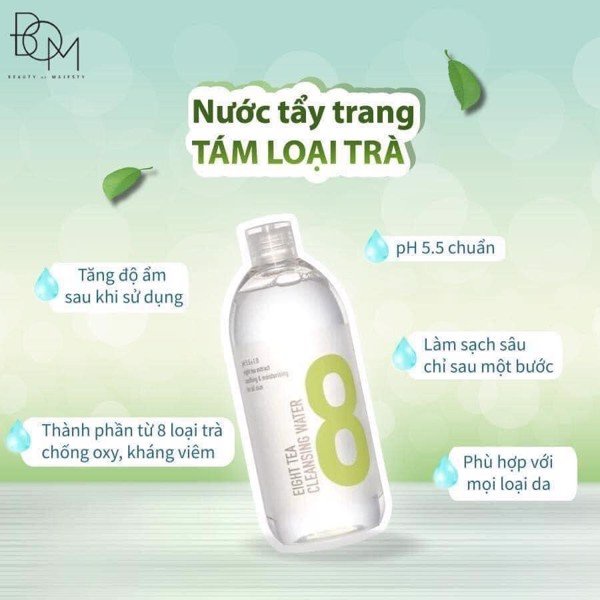 Nước tẩy trang B.O.M Eight Tea Cleansing Water 500ml chiết xuất từ 8 loại trà