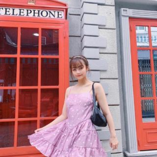 Đầm hoa cúc tím 2S tầng xòe