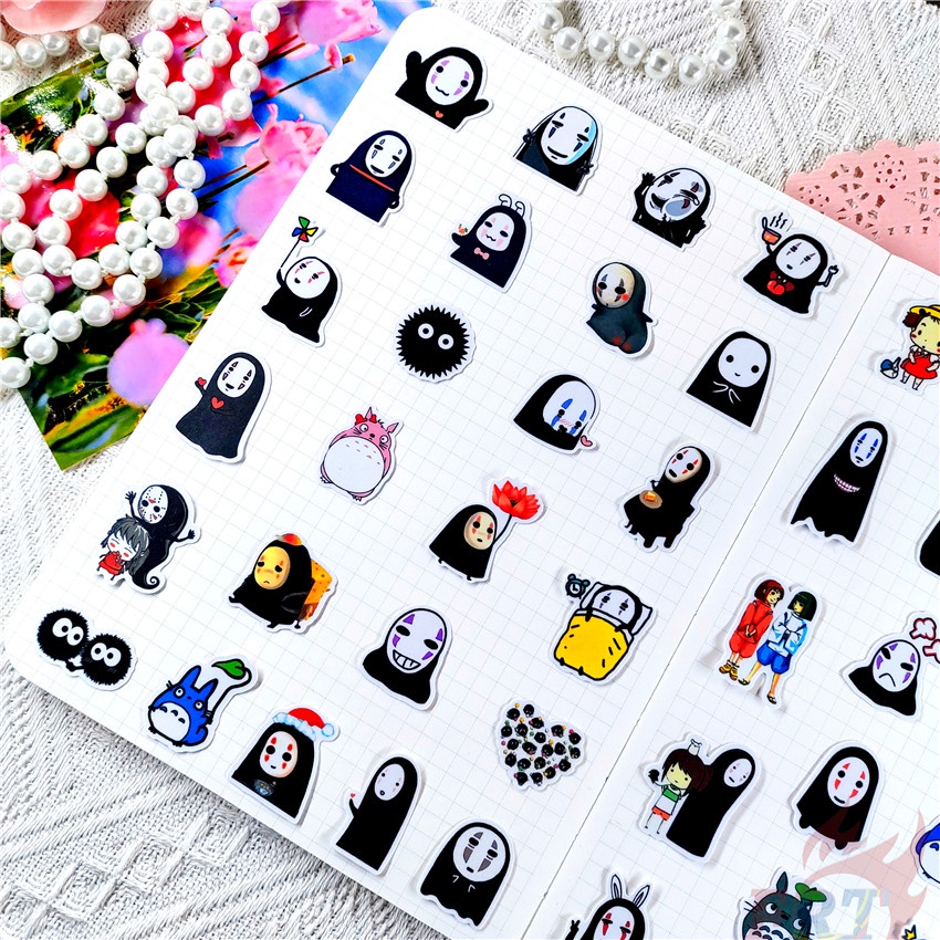 ★★★ Spirited Away. Sticker Dán Trang Trí Nhật Ký Mini Q-1 Hình Vô Diện Xinh Xắn ★★★ 48 Miếng Dán Decal Thời Trang Trang Trí Album