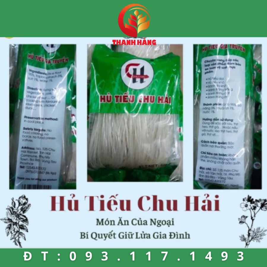 Hủ Tiếu Khô Mikiri Sợi Dai  Cao Cấp Không Chua Túi 300gr, Chu Hải Gói 500g Hàng Xuất Khẩu – Nông Sản Sạch Thanh Hằng