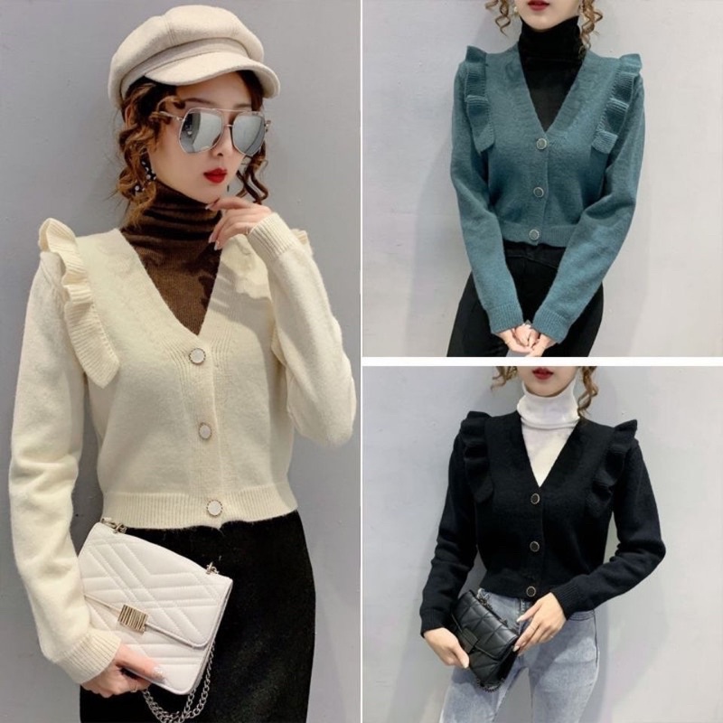 Áo Len Nữ, Áo Len Croptop Cánh Tiên Hàng Quảng Châu Loại 1