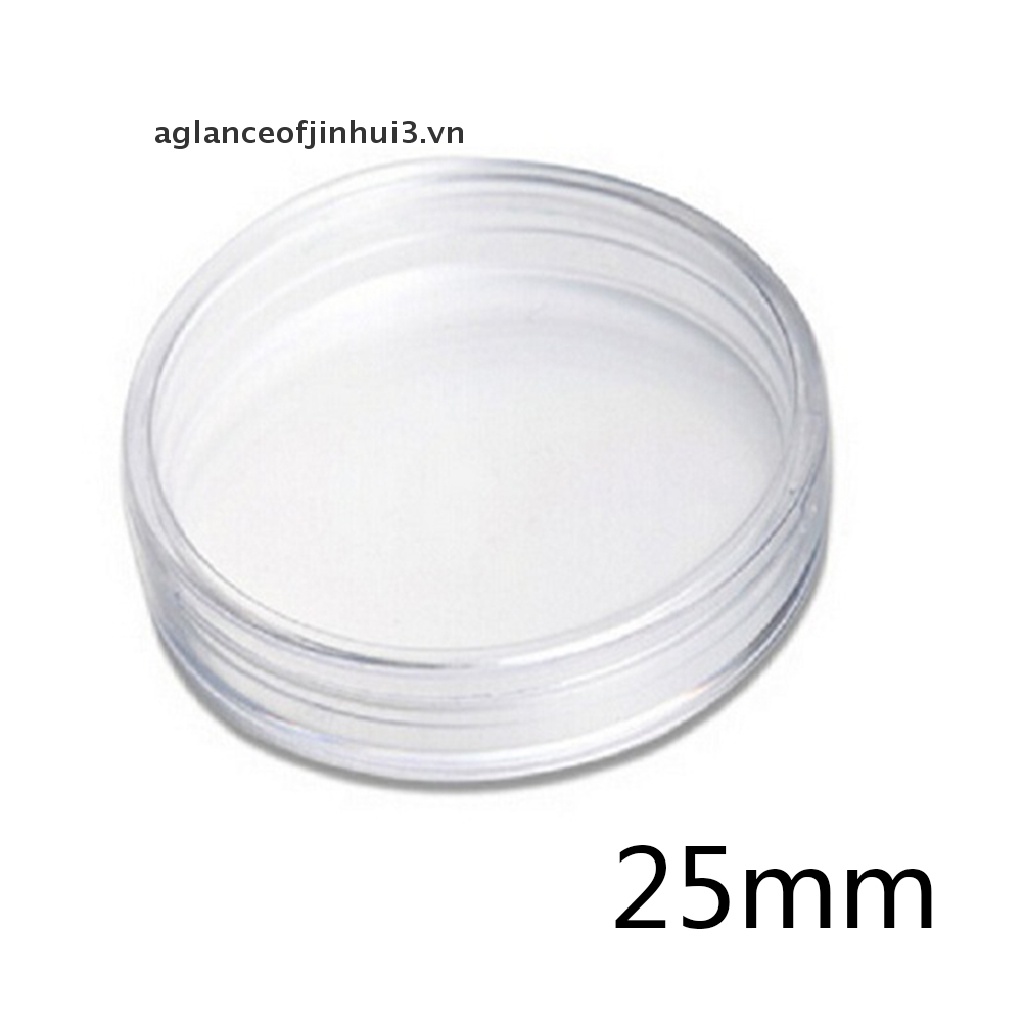 Set 10 Hộp Tròn Trong Suốt Đựng Tiền Xu 25mm