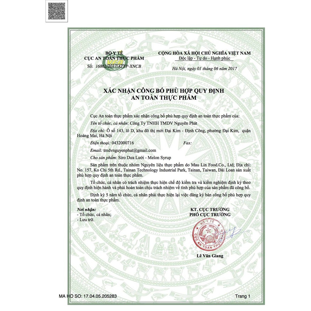 Siro maulin dưa lưới