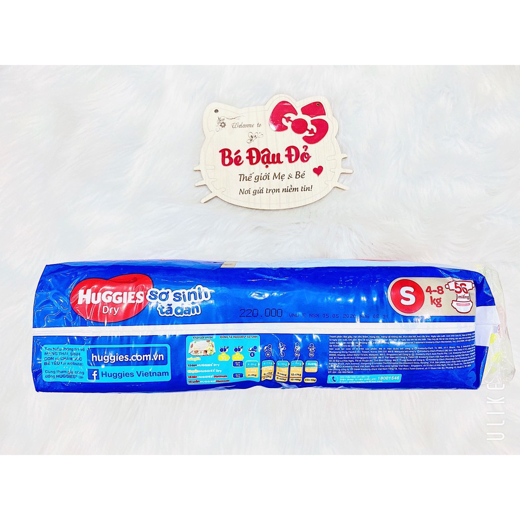 Tã dán Huggies size S 4-8kg 56 miếng tặng khăn ướt