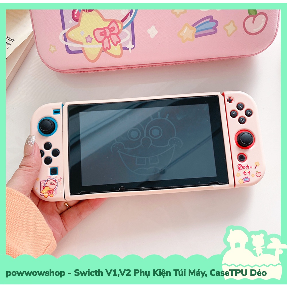 [Sẵn VN - Hỏa Tốc] Switch V1,V2 Phụ Kiện Túi Máy, Case Ốp TPU Dẻo Cho Máy Game Nintendo Switch V1,V2 Pink Kirby