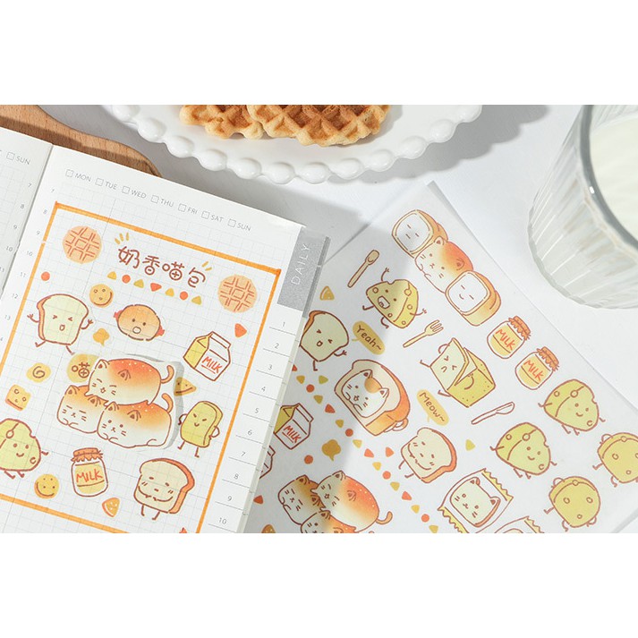 Miếng hình dán Sticker Bánh Mì Động Vật siêu đáng yêu trang trí sổ tay, planner, bulletjournal